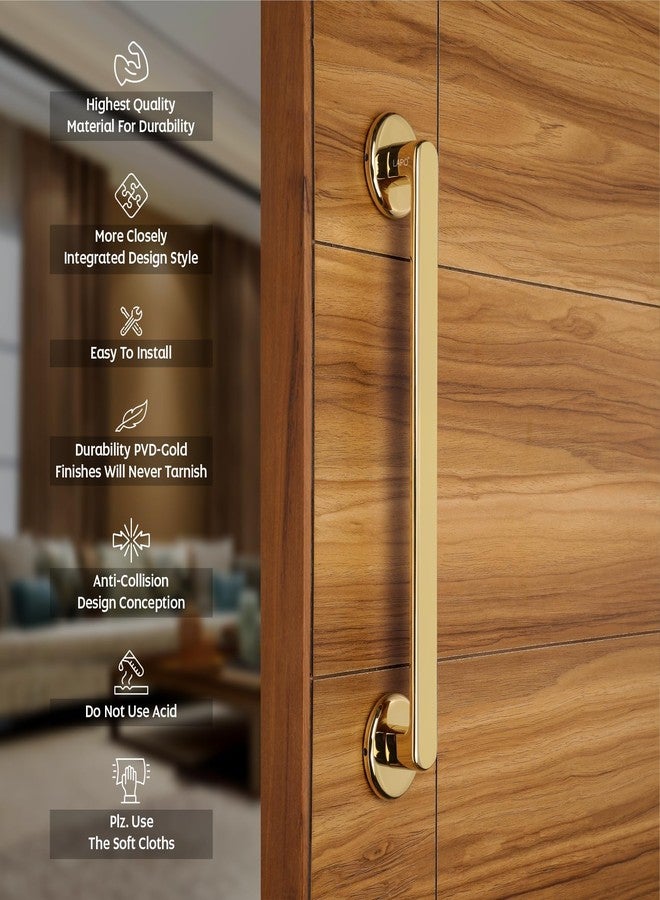 LAPO مقبض باب لابو بولو للباب الرئيسي | مقبض باب رئيسي | مقبض باب | سبيكة زنك (14 بوصة - عبوة من قطعة واحدة) طلاء ذهبي | ضمان 3 سنوات | مقبض سحب - Image 3